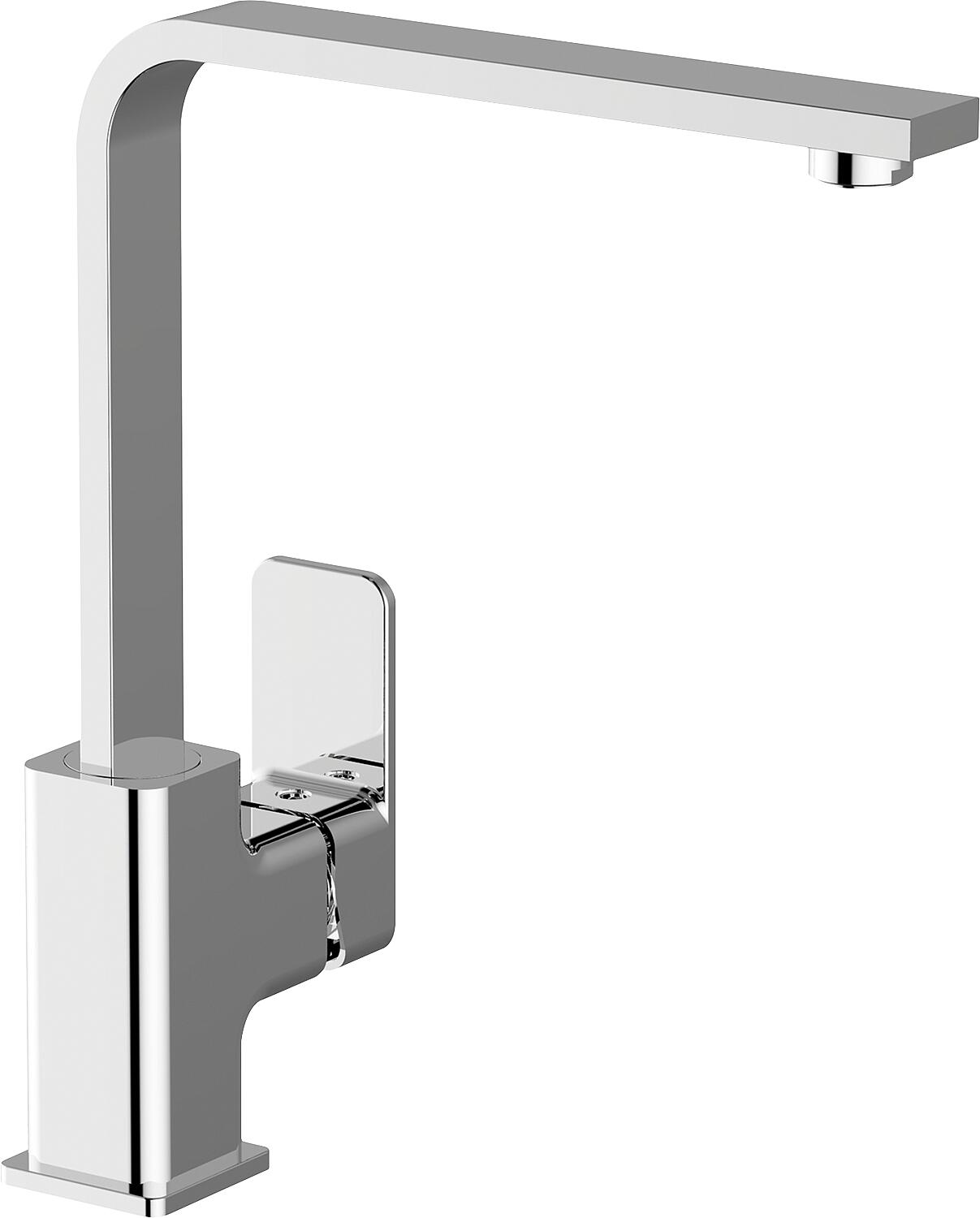 Nevado square kitchen mixer tap with swivel spout, 207 mm projection, matte black