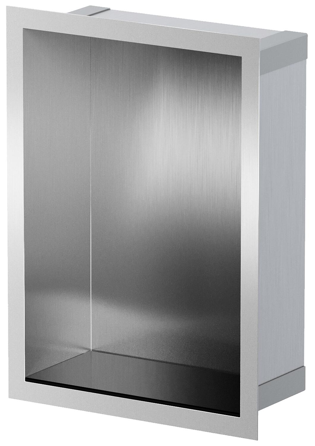Wall niche for wet areas with mounting frame and sealing sleeve 234x324x100mm, black powder-coated