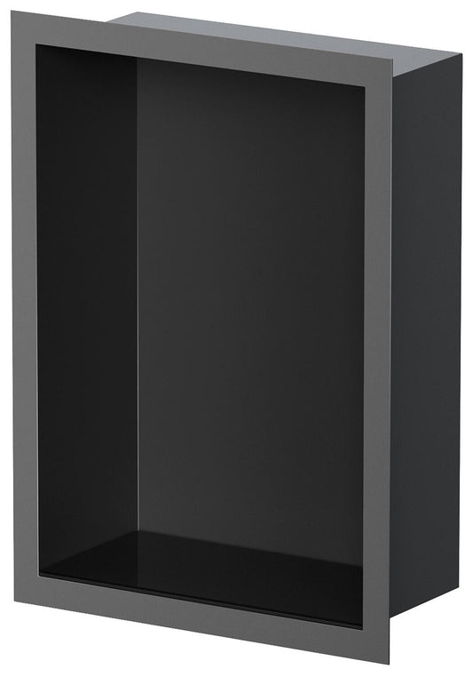 Wall niche for wet areas with mounting frame and sealing sleeve 234x324x100mm, black powder-coated