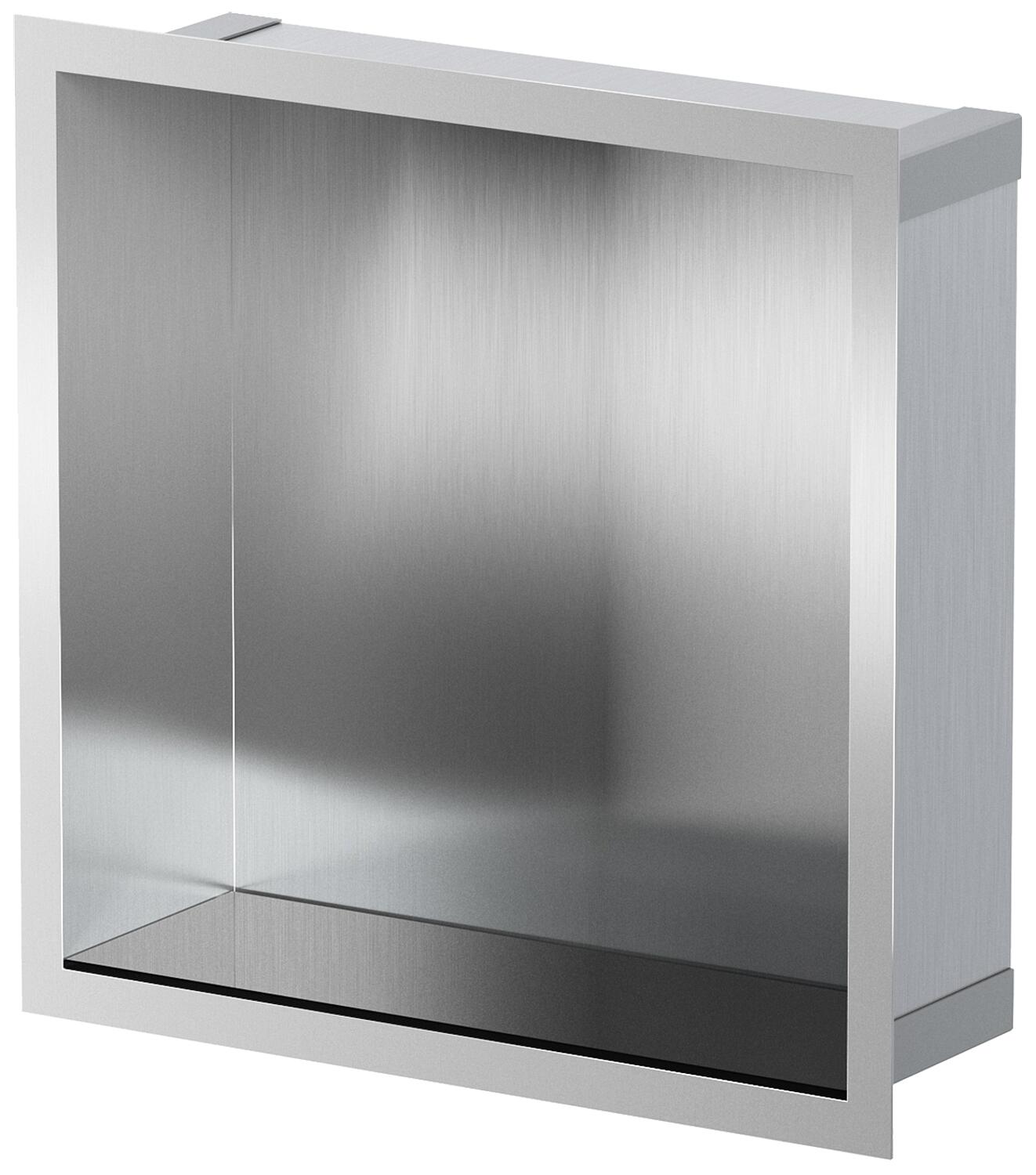 Wall niche for wet areas with mounting frame and sealing sleeve 324x324x100mm, black powder-coated