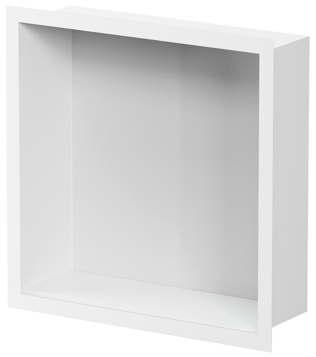 Wall niche for wet areas with mounting frame and sealing sleeve 324x324x100mm, black powder-coated