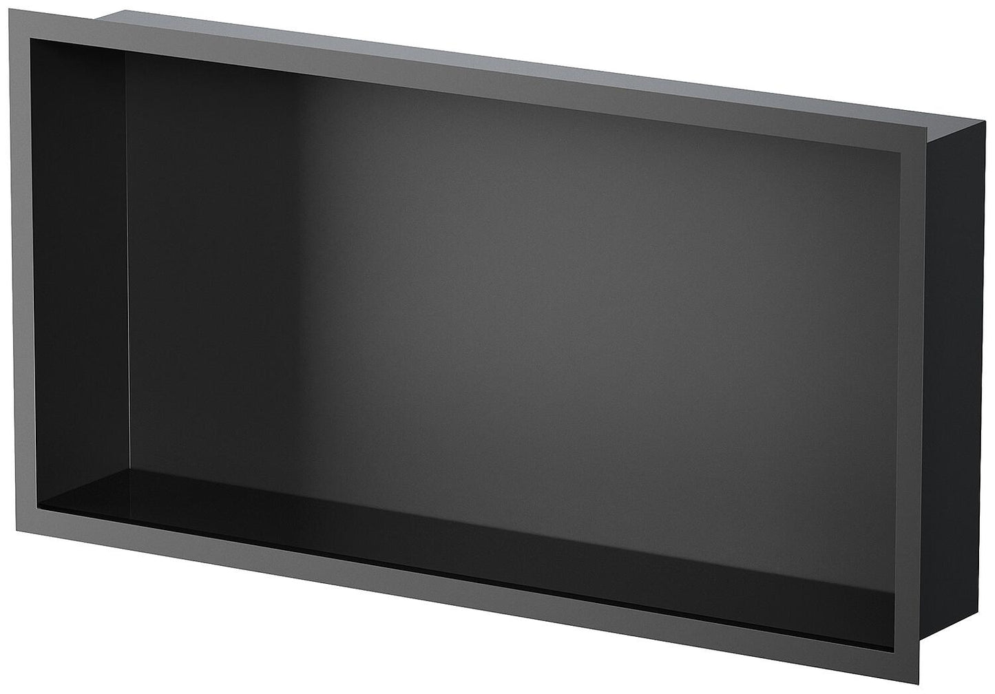 Wall niche for wet areas with mounting frame and sealing sleeve 624x324x100mm, black powder-coated
