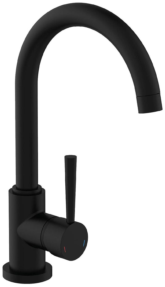 Robinet mitigeur de cuisine Malleo avec bec pivotant, saillie de 185 mm, noir mat