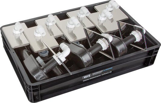 Siphon dissimulé avec rosace en acier inoxydable, pack économique, DN 40/50 avec boîte WS