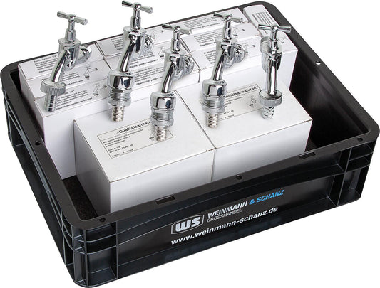 Auslaufhahn Vorteilspaket, DN15 (1/2") mit Rohrbelüfter + 10x Auslaufhahn DN15 (1/2") ohne Rohrbelüfter inkl. WS-Box