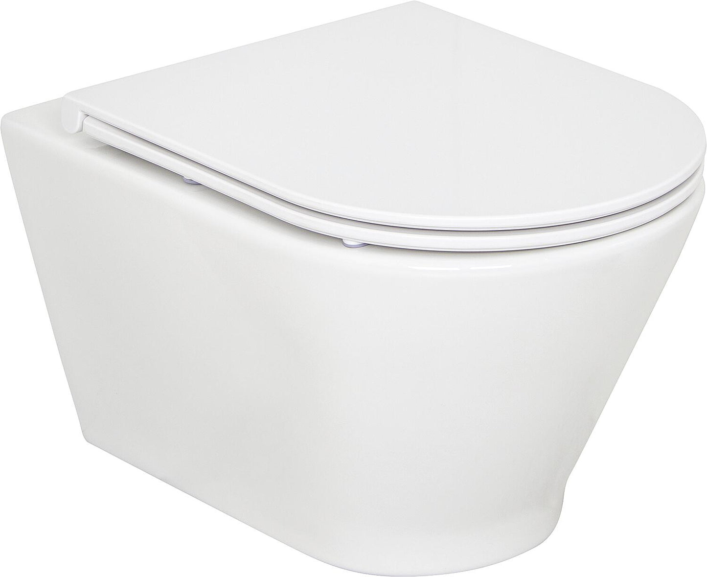 Ensemble combiné : WC suspendu Alaseja, à chasse d'eau profonde et sans bride, et abattant de WC Edoma Sandwich à fermeture ralentie.