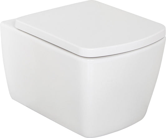 WC suspendu Aldoma, à chasse d'eau profonde et sans bride, et abattant de WC Aldoma à fermeture amortie (pack combiné)