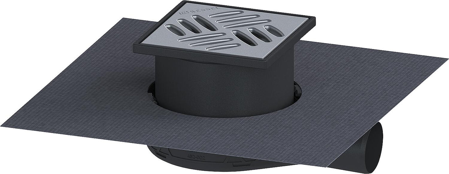 Siphon de sol « Ultra-Flat 54 » DN 50 horizontal, grille à fentes ; bride d’étanchéité