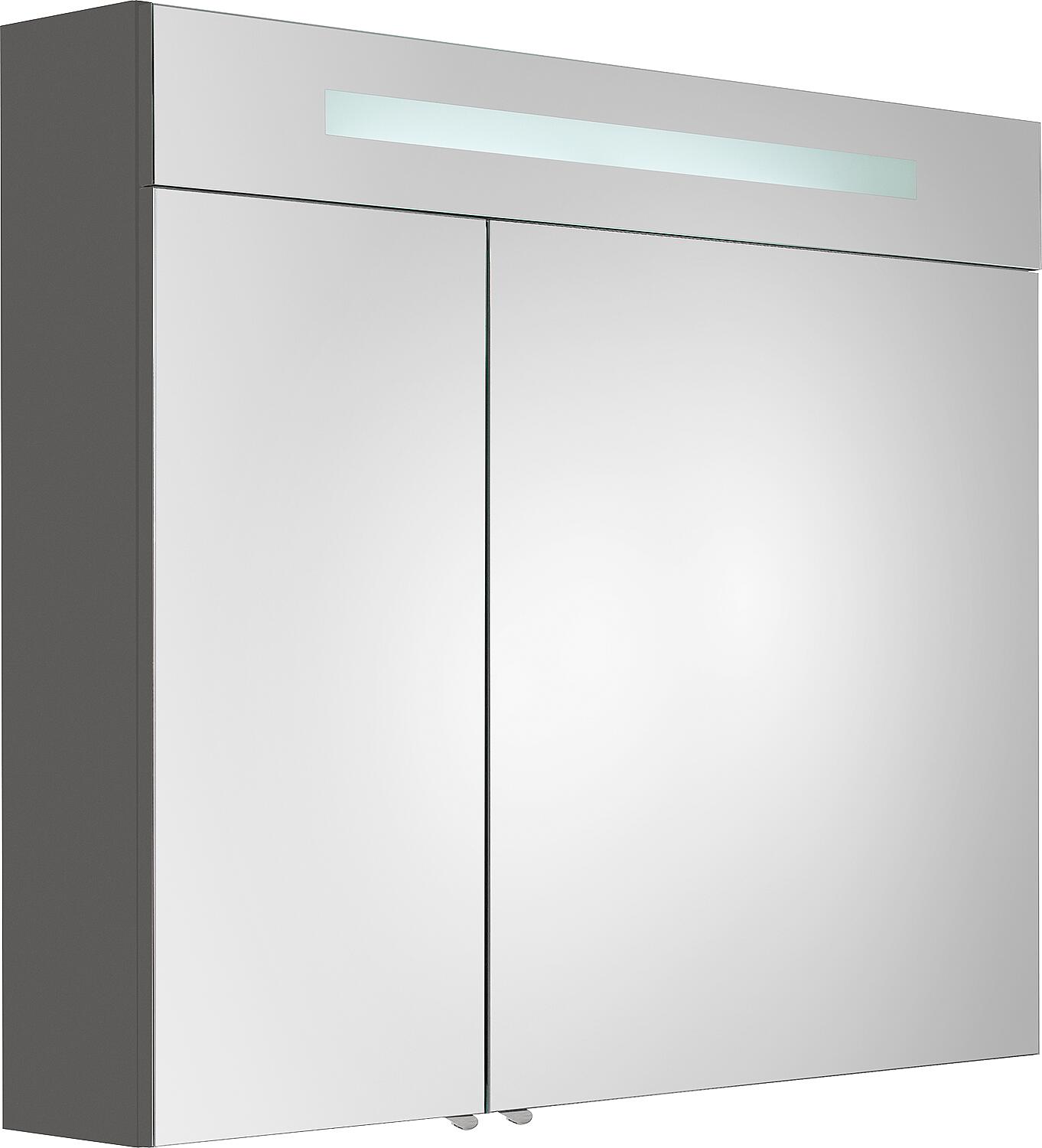 Spiegelschrank mit beleuchteter LED-Zierblende, 900 mm Breite