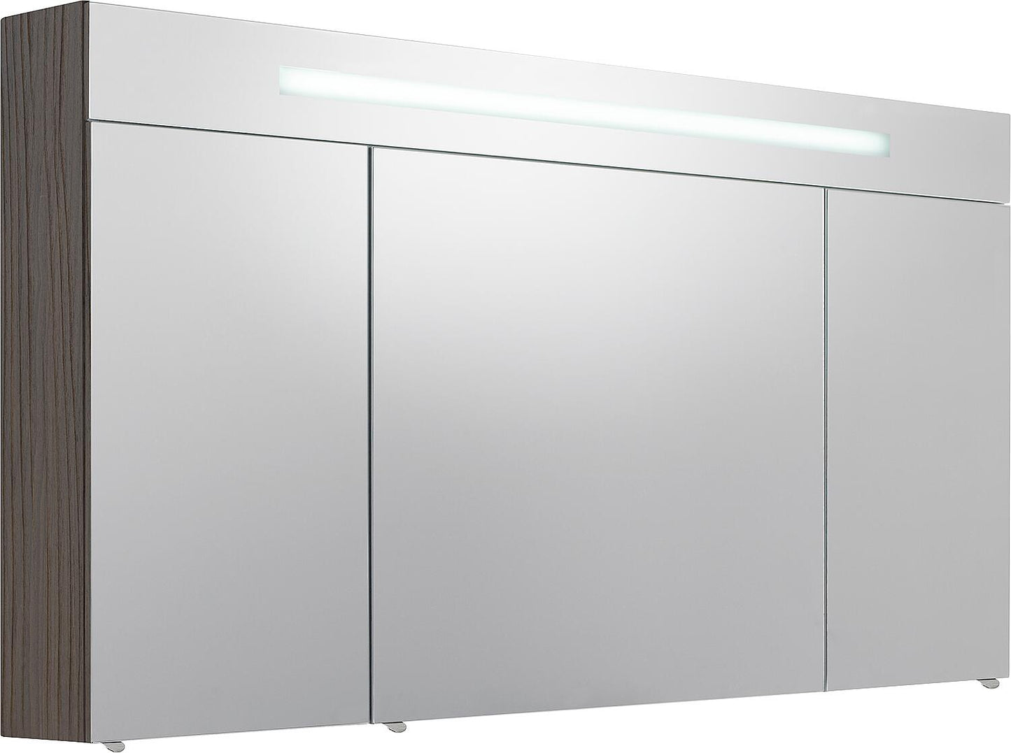 Mirror cabinet with illuminated panel, white high gloss, 3 doors, 1200x740x160 mm