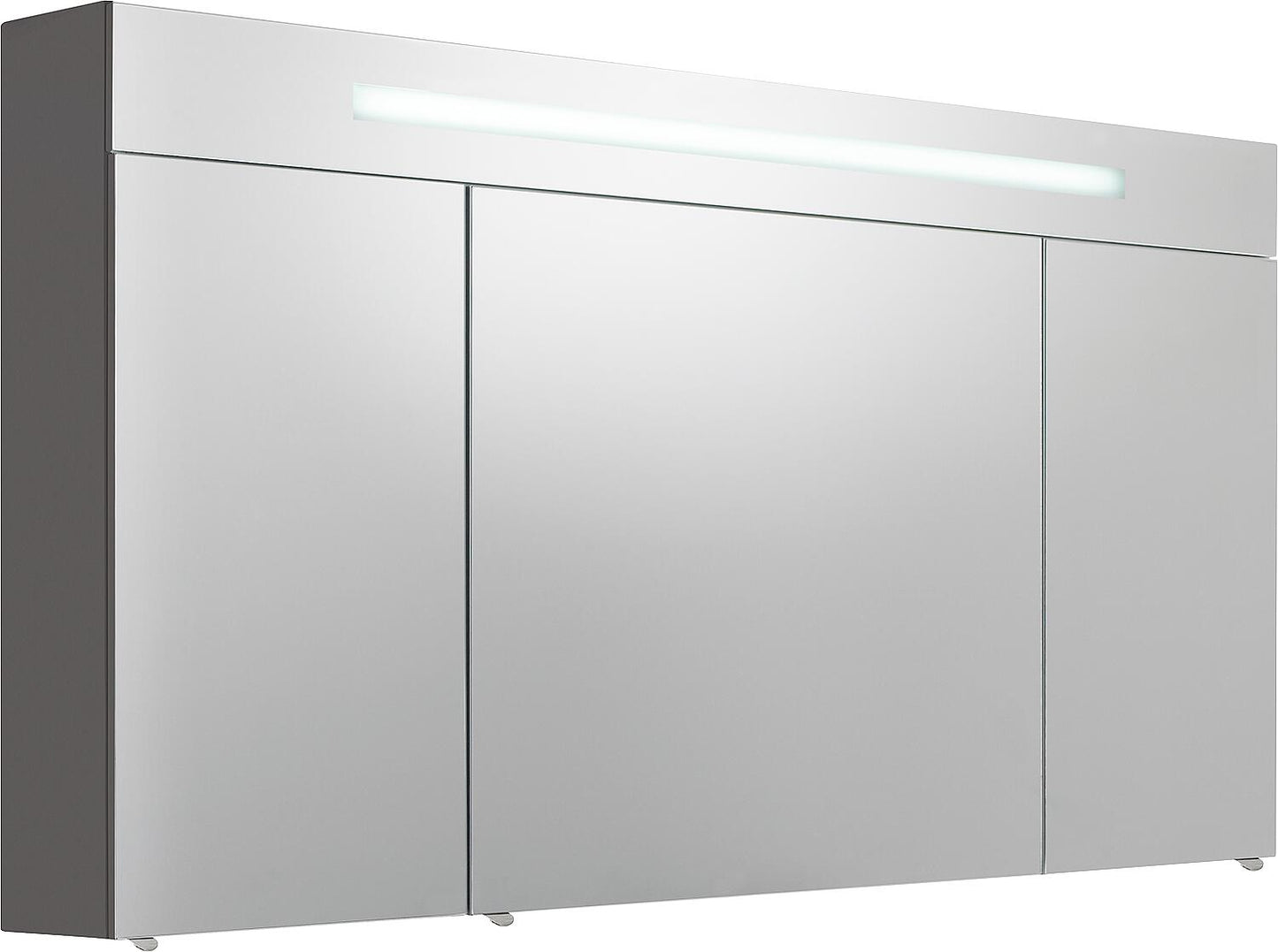 Mirror cabinet with illuminated panel, white high gloss, 3 doors, 1200x740x160 mm