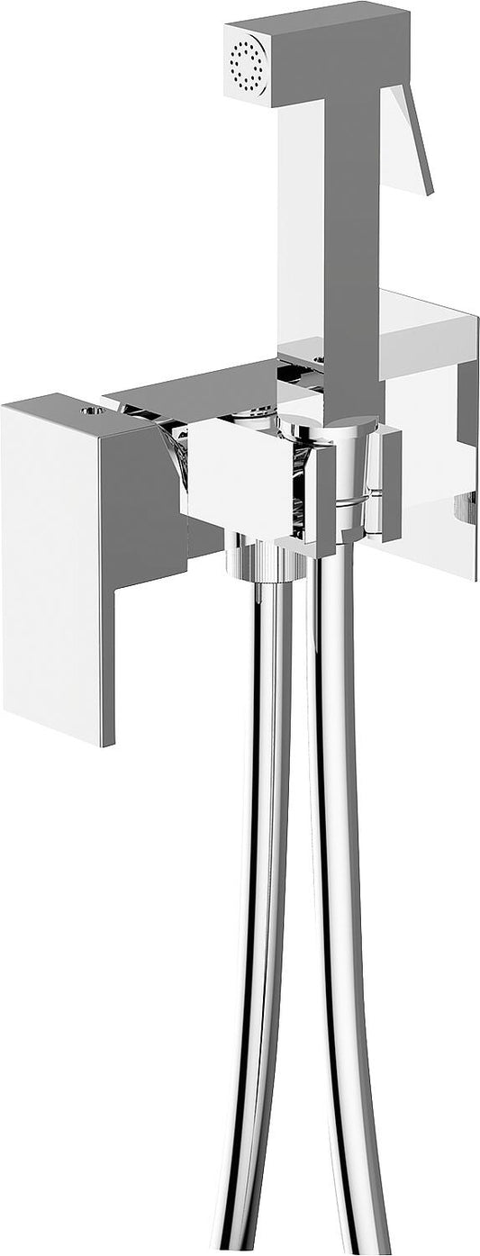 Intimate hygiene shower mixer set Gurla with concealed body, hand shower, shower hose and shower holder chrome
