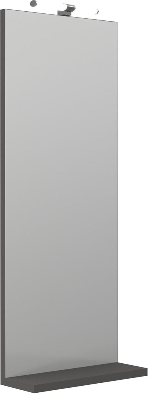 Miroir ELYP avec éclairage et étagère, finition graphite brillant, 350 x 900 mm