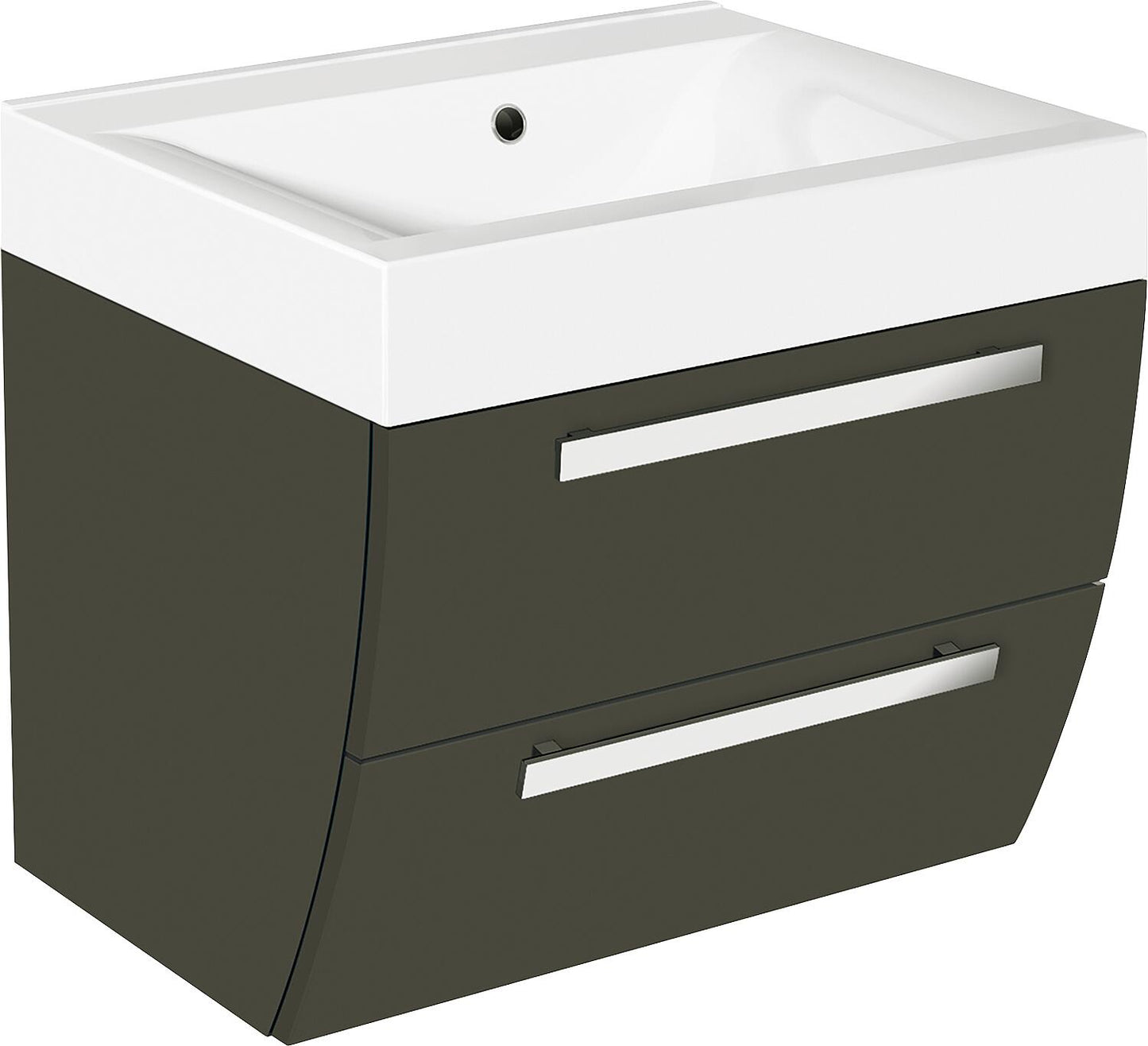 Évier en fonte WTU+Mineral ENNA, finition graphite brillante, 2 tiroirs, 600 x 544 x 500 mm