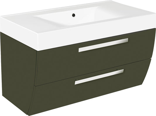 Évier en fonte WTU+Mineral ENNA, finition graphite brillante, 2 tiroirs, 900 x 544 x 500 mm