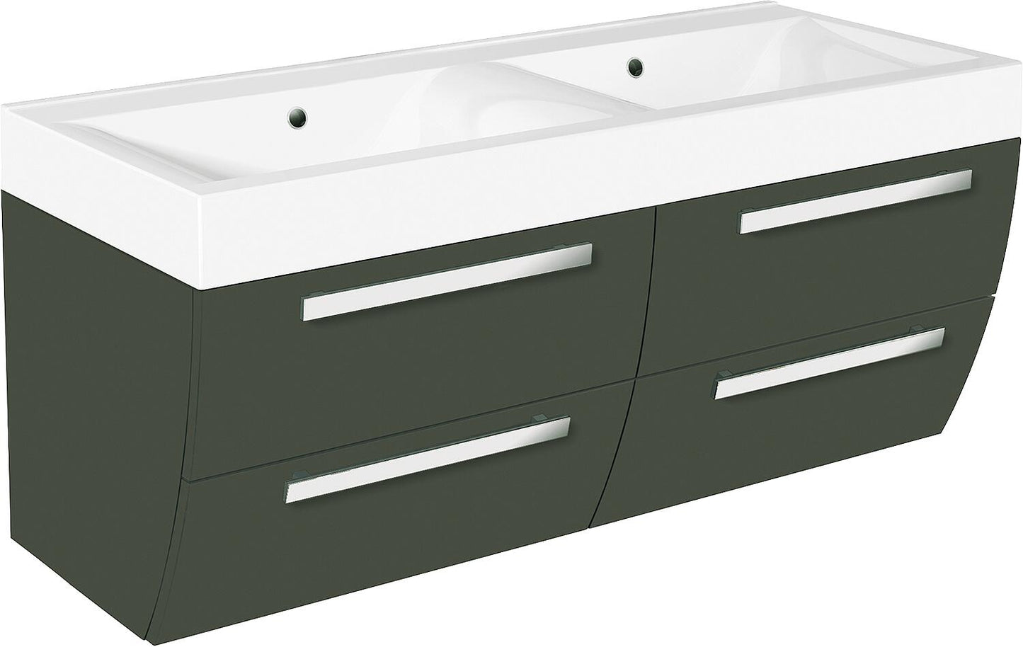 WTU+Mineral cast iron sink ENNA, graphite high gloss, 4 drawers, 1200x544x500mm