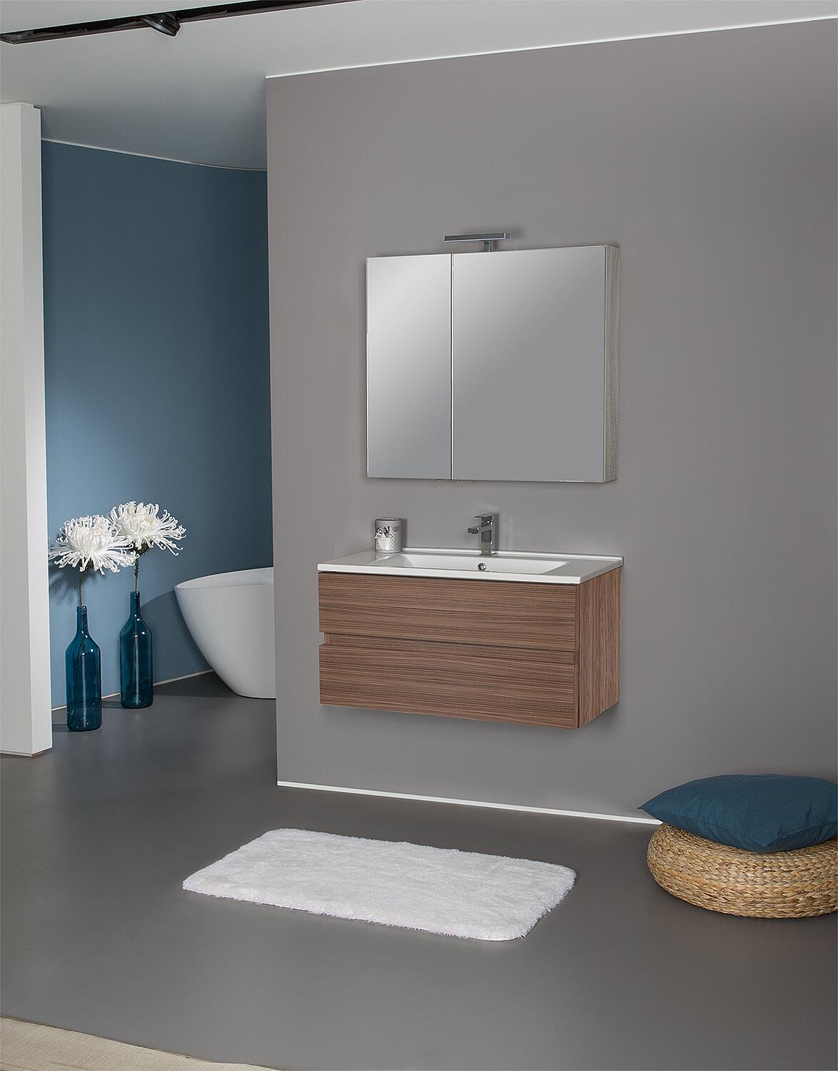 Bathroom furniture set EGAN series MAB, Olmo Tobacco, 2 drawers, width 853mm
