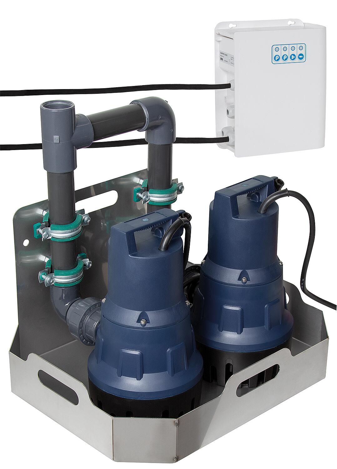Rainkit Sanisub 800 double pump station, with changeover control
