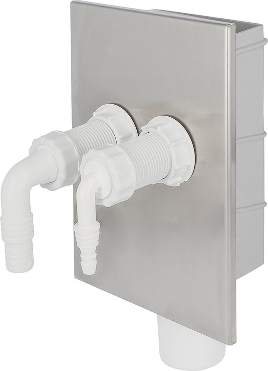 Siphon pour appareil UP, double, DN50, avec plaque de recouvrement en acier inoxydable