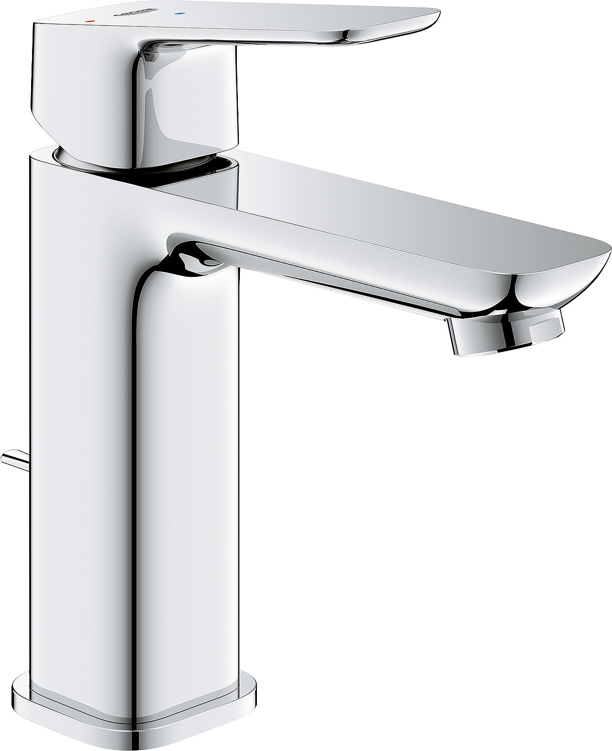 Grohe Cubeo M-Size basin mixer, center position, cold, projection 116 mm, chrome, with waste fitting