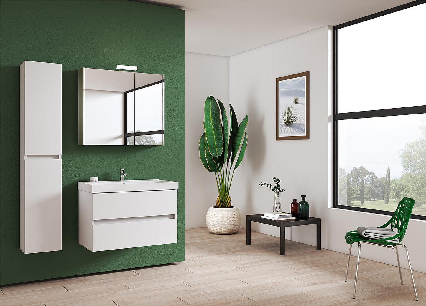 Kora 2.0 bathroom furniture set, anthracite matt lacquered, 2 drawers, width 805 mm