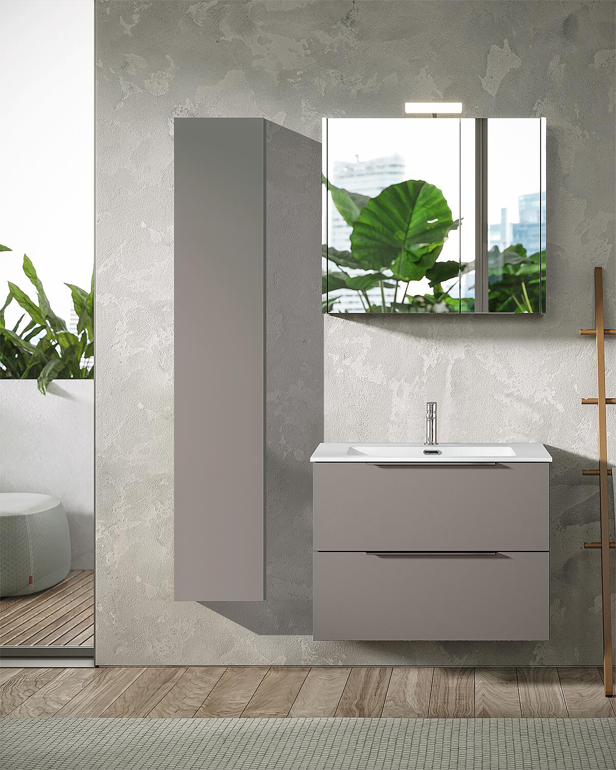 Bathroom furniture set BALI 2.0, mineral cast sink, Tigerwood, 2 drawers, width 810 mm