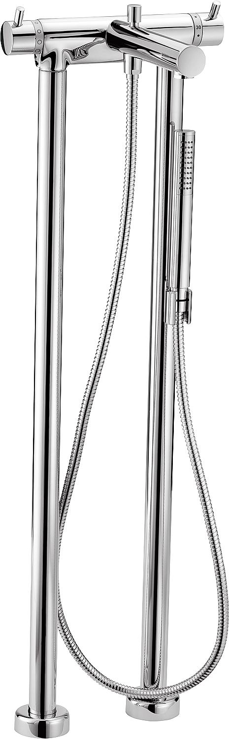 Ensemble thermostat de baignoire sur pied Kos avec douchette, profondeur 196,5 mm, chromé