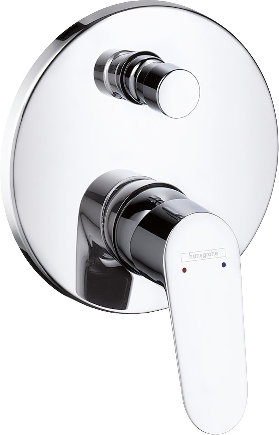 Mitigeur de bain encastré Hansgrohe Focus avec rosace Ø 150 mm chromée et dispositif anti-retour