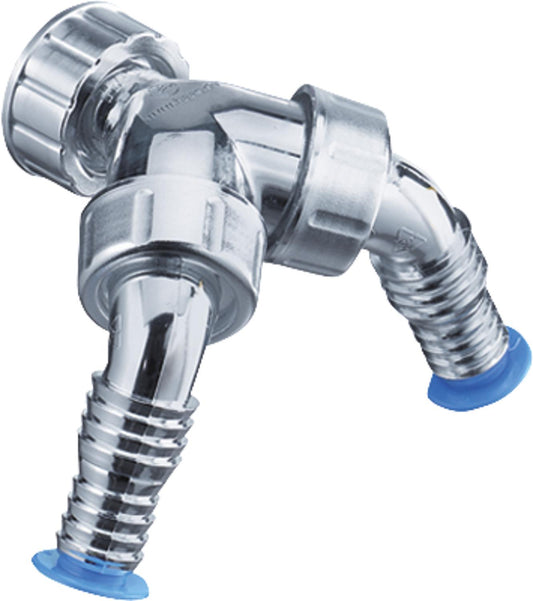 Embout double chromé pour siphon dissimulé avec dispositif anti-retour