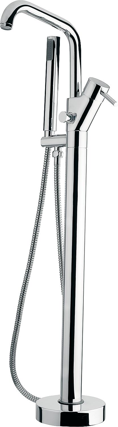 Wannenmischer-Set Kos bodenstehend mit Stabhandbrause + Grundkörper Ausladung 222 mm chrom