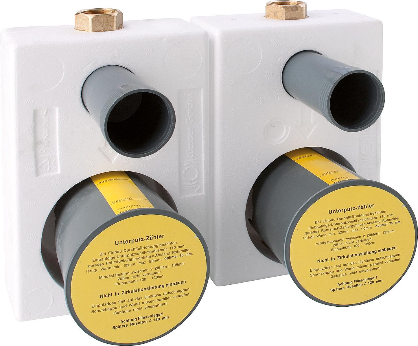 Bloc de montage pour compteur d'eau TEC 3000, DN20 (3/4") en laiton rouge pour compteurs coaxiaux