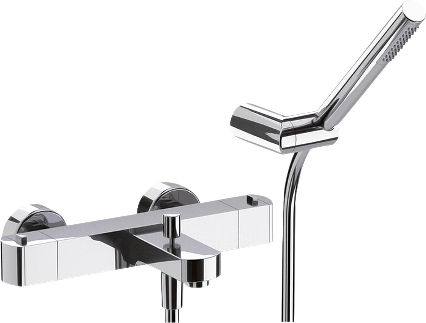 Dokos surface-mounted bath thermostat set with hand shower, 195 mm projection, chrome