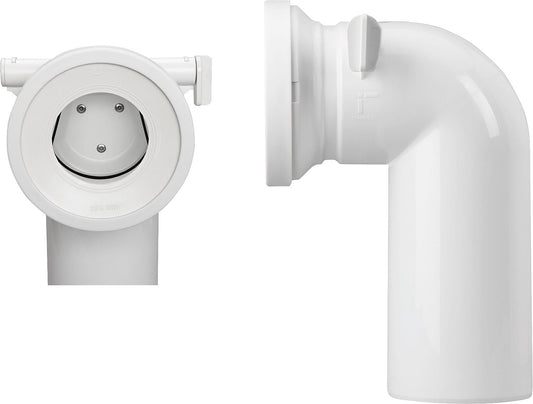 Coude de raccordement WC en PP DN 100, 90° avec barrière anti-rongeurs verrouillable