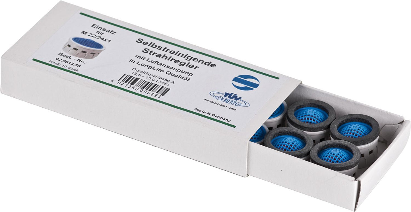 SelfClean - Self-cleaning aerator inserts for M22/24x1 with 2 seals - Pack size = 10 pieces