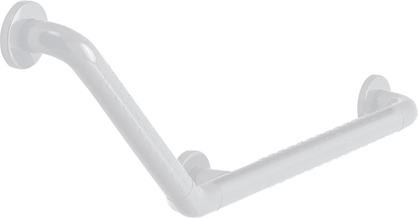 Angled handle, white, 501 x 312 mm, 135°, made of nylon, corrosion-protected steel core