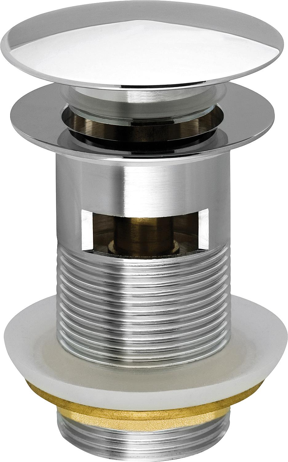 Valve à tige « Clicker » 1 1/4", en laiton chromé, avec trop-plein, plaque de recouvrement 64 mm