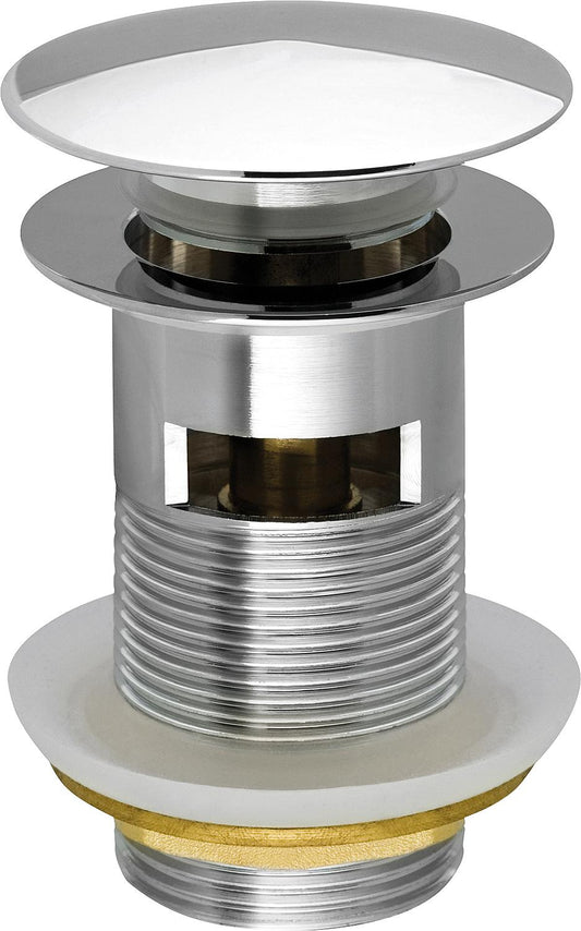 Valve à tige « Clicker » 1 1/4", en laiton chromé, avec trop-plein, plaque de recouvrement 64 mm