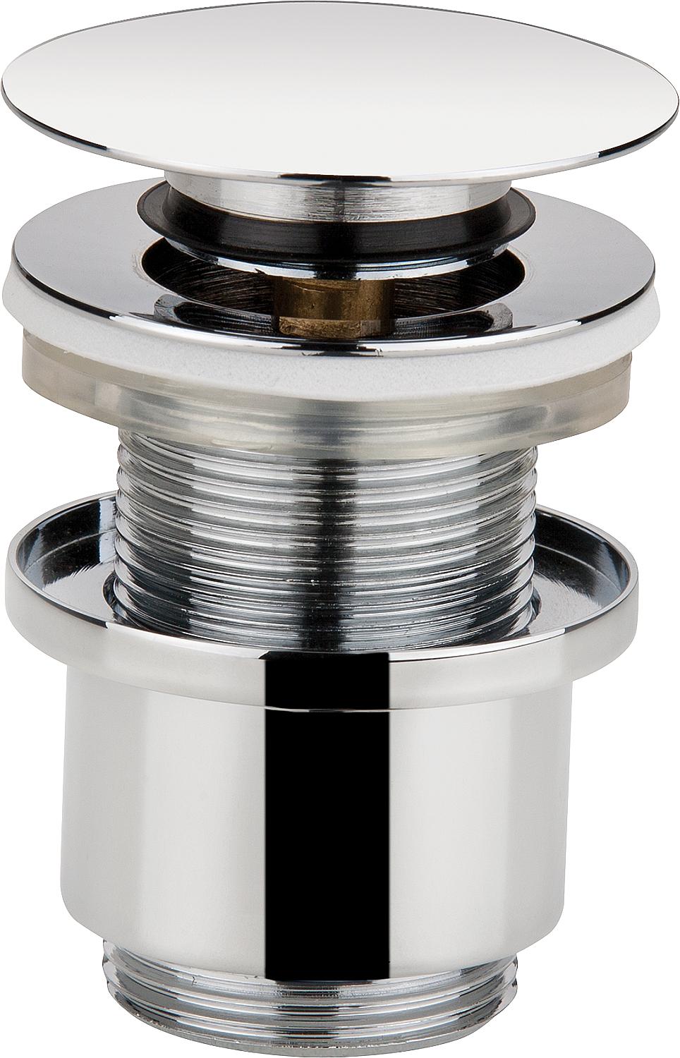 Valve à tige « Clicker » 1 1/4", laiton chromé, sans trop-plein, plaque de recouvrement 64 mm