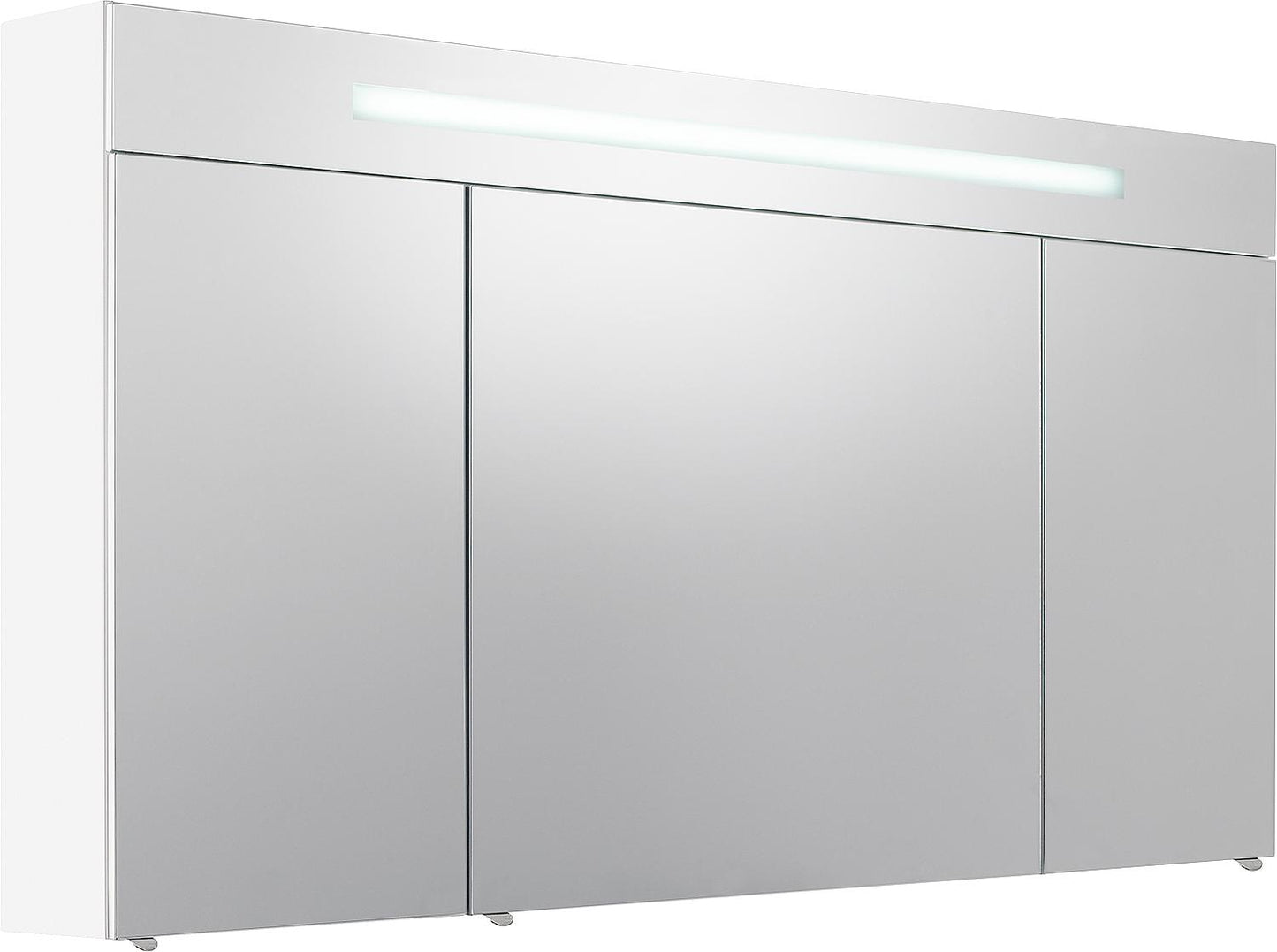 Mirror cabinet with illuminated panel, white high gloss, 3 doors, 1200x740x160 mm