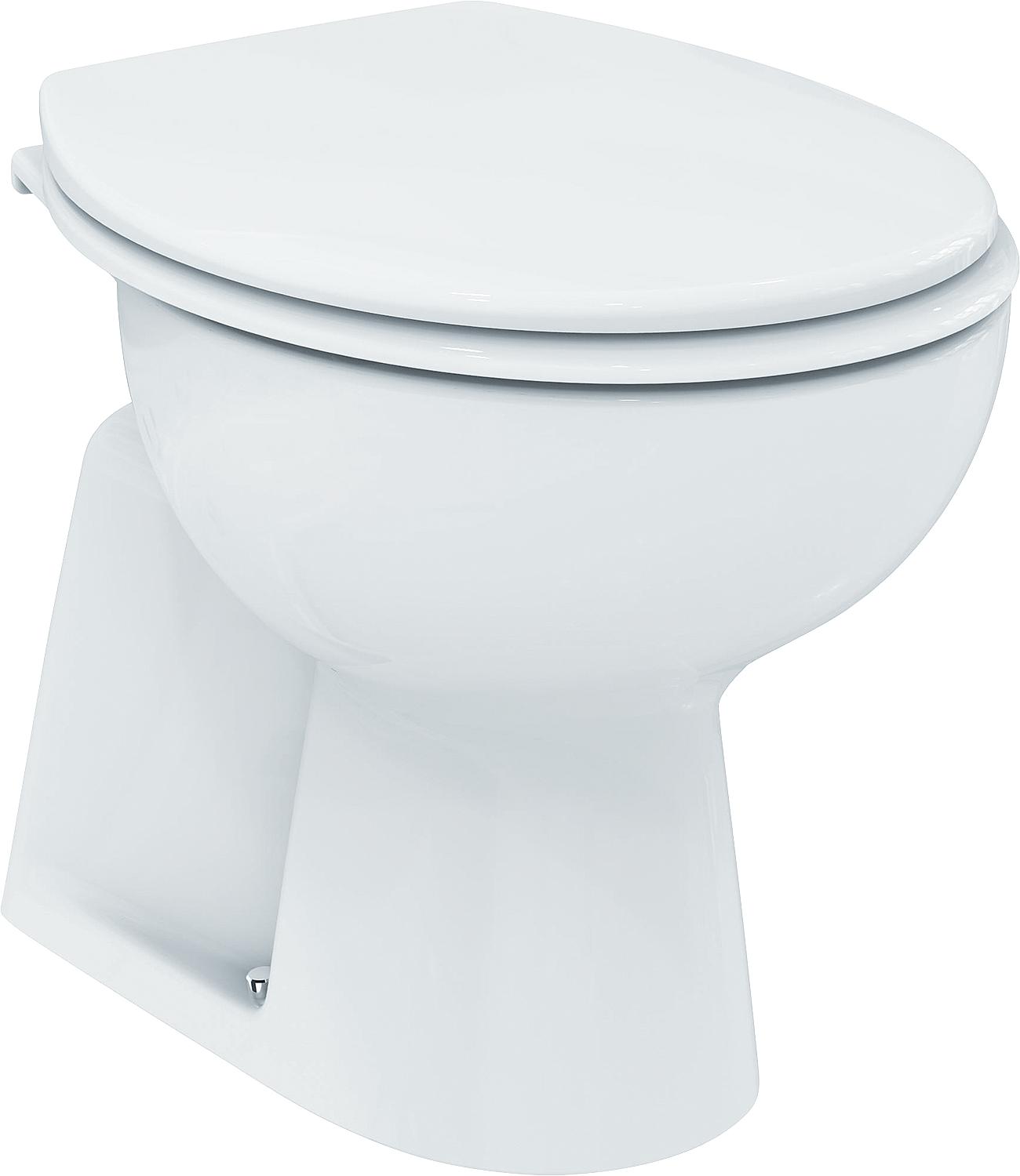 Ideal Standard Eurovit floor-standing, deep-flush toilet with internal vertical outlet, dimensions (W x H x D): 360 x 390 x 540 mm