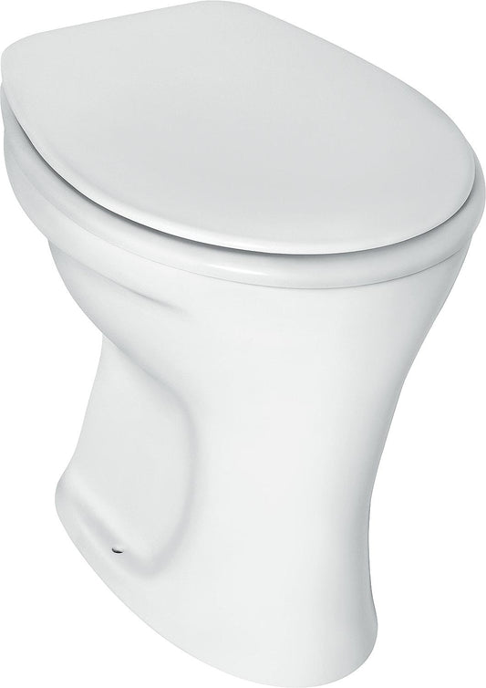 Ideal Standard Eurovit floor-standing, flat-flush toilet with vertical internal outlet, dimensions (W x H x D): 355 x 390 x 475 mm