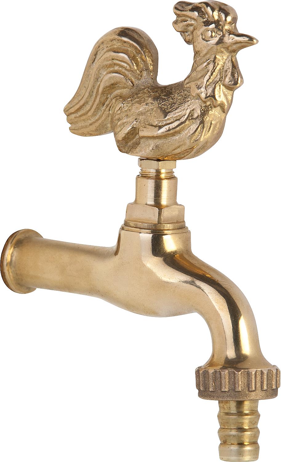 "Rooster" outlet valve, brass, without wall rosette, with hose connection, wall connection 1/2"