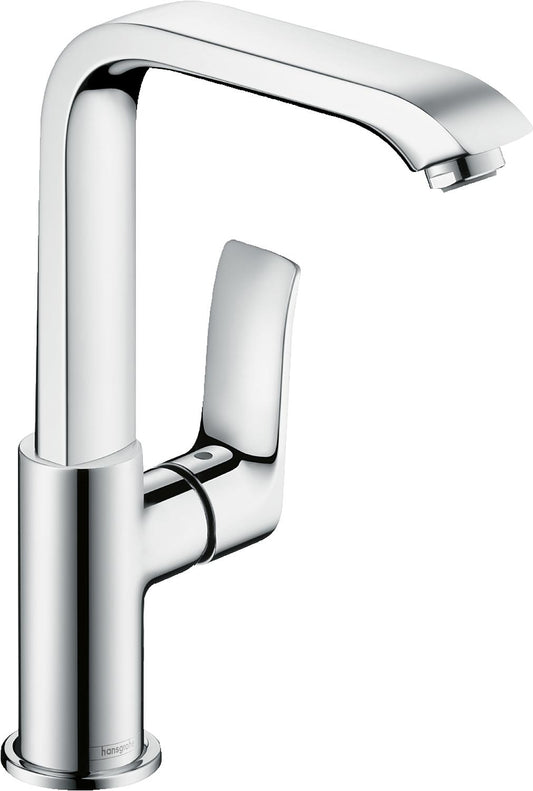Hansgrohe Metris 230 basin mixer, 155 mm projection, chrome, swivel spout, push-open drain