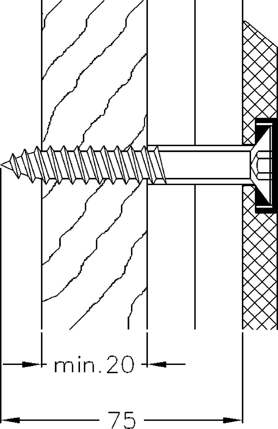 Befestigungs-Set für Leichtbau- wände mit Hinterfütterung aus Holz, passend zu Serie Cavere