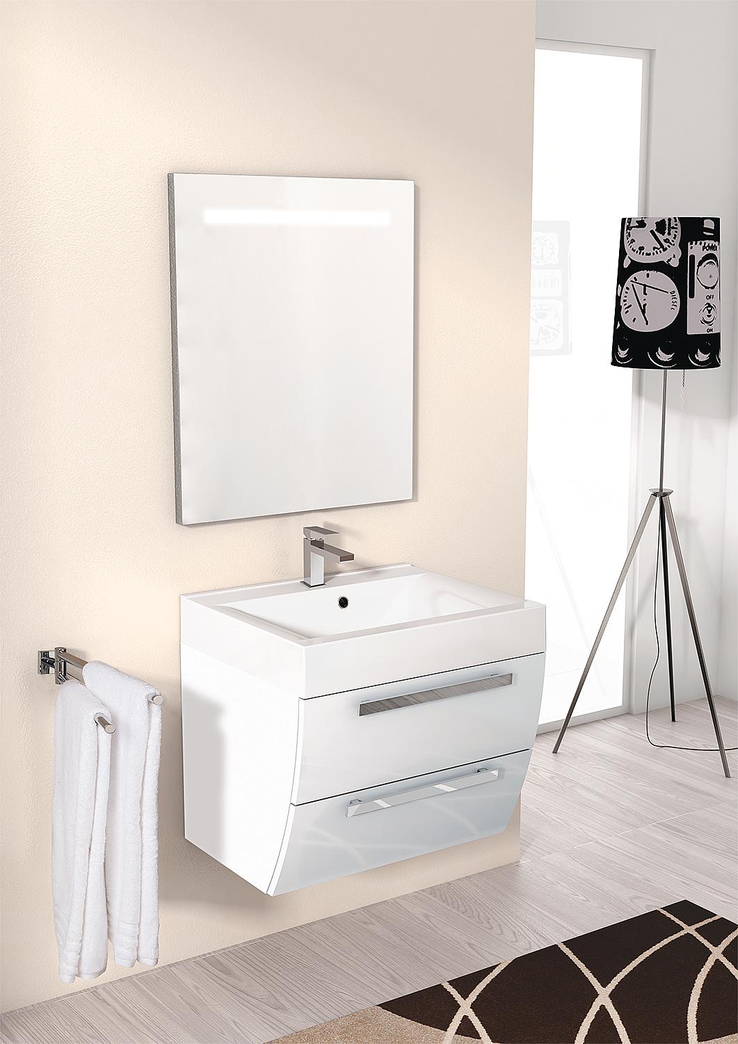 ENNA bathroom furniture set, graphite high gloss, width 600mm