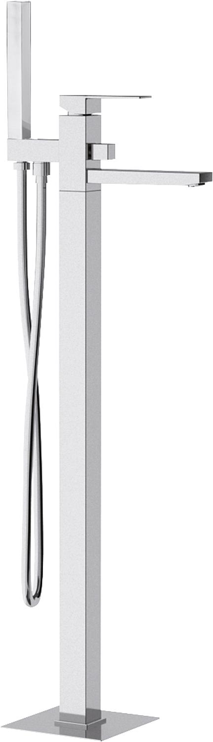 Wannenmischer-Set Skyline bodenstehend mit Stabhandbrause + Grundkörper Ausladung 223 mm chrom