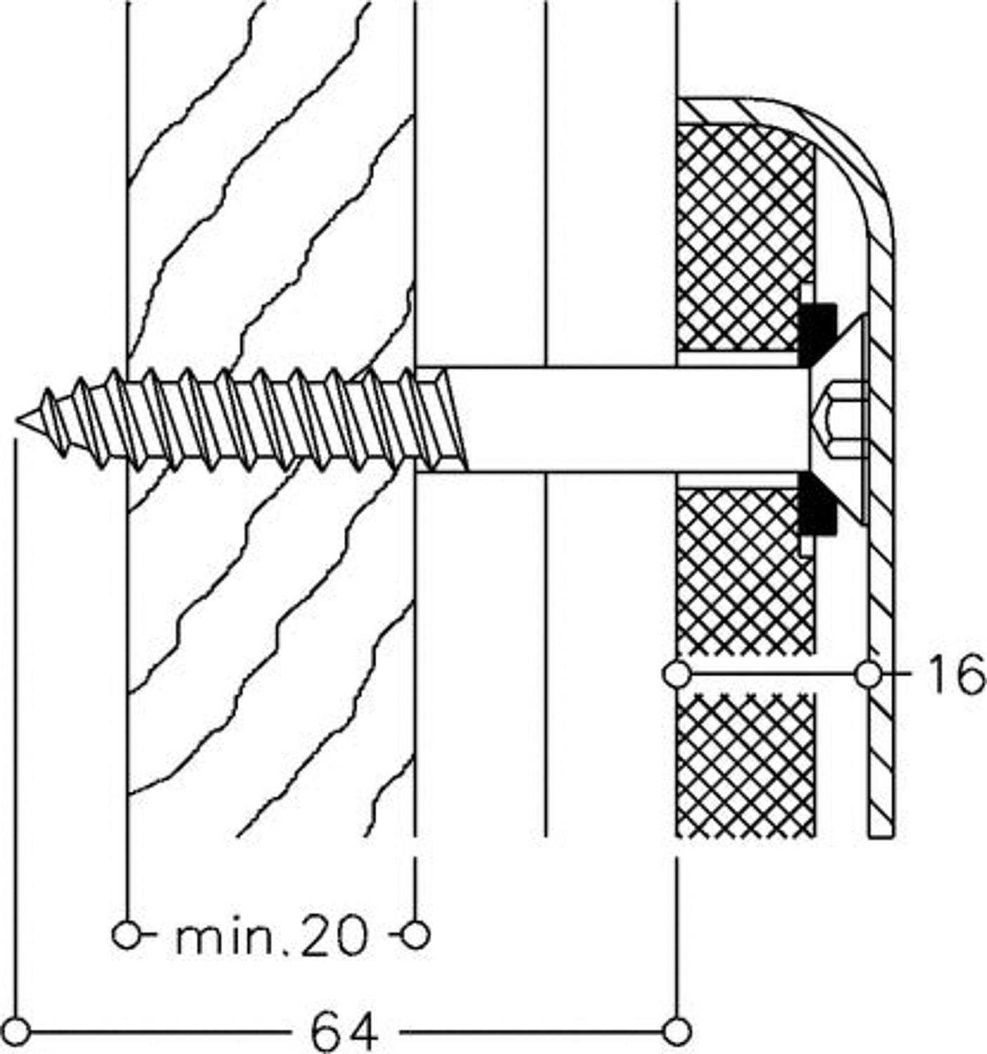 Mounting kit for stud frame construction, wood, compatible with nylon series