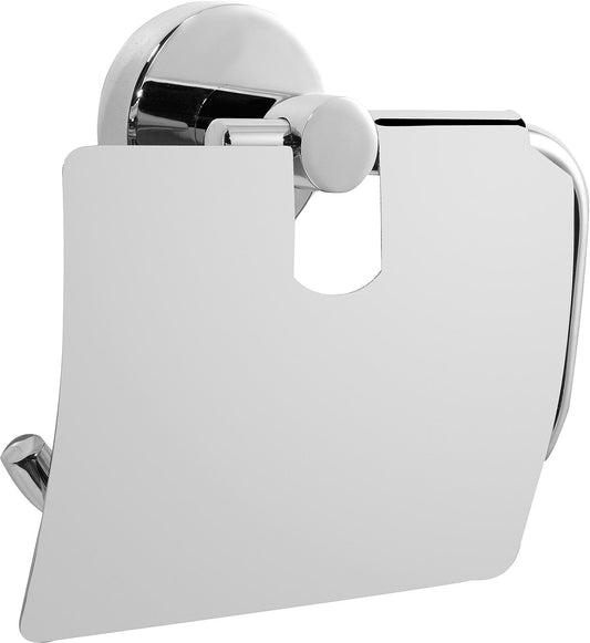 Paper roll holder Eight with lid, chrome-plated brass