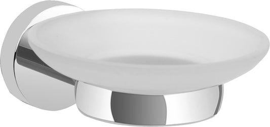 Soap dish Eight with wall bracket, chrome-plated brass, frosted glass