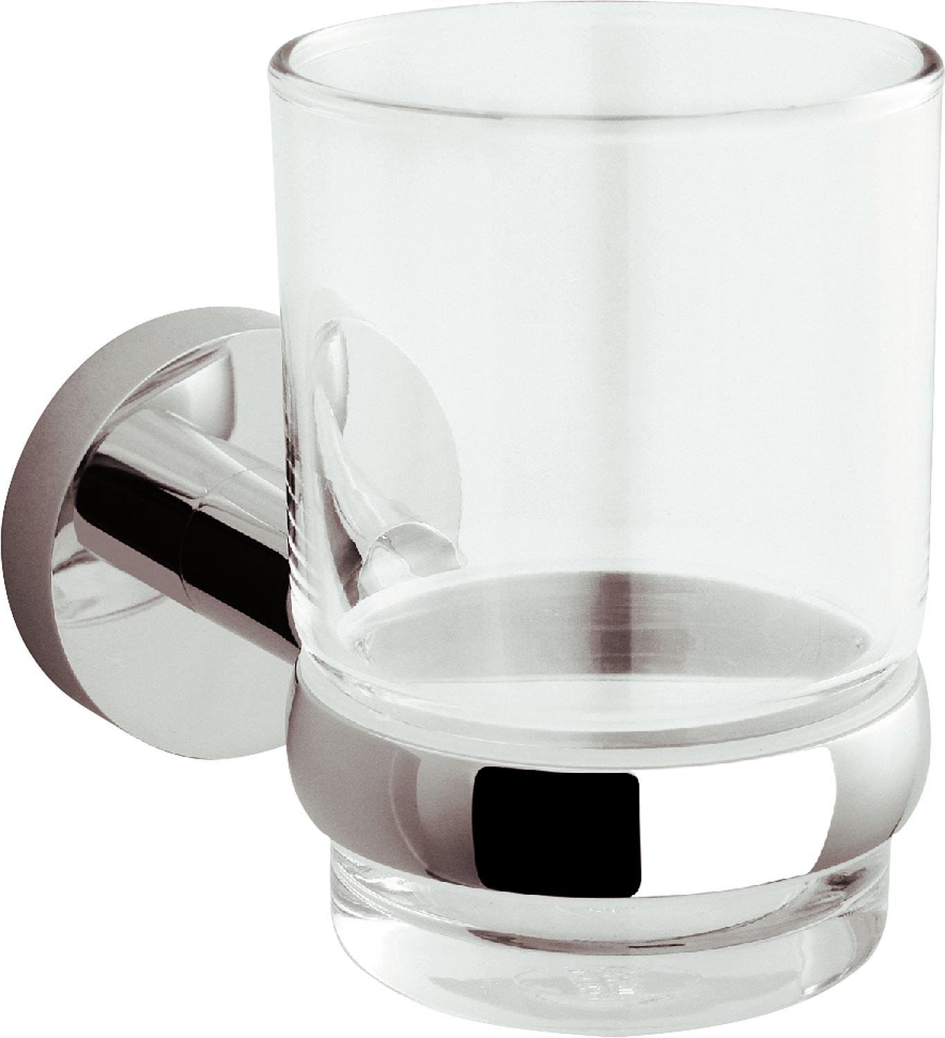 Glass holder Eight with wall bracket, satin-finished glass, chrome-plated brass